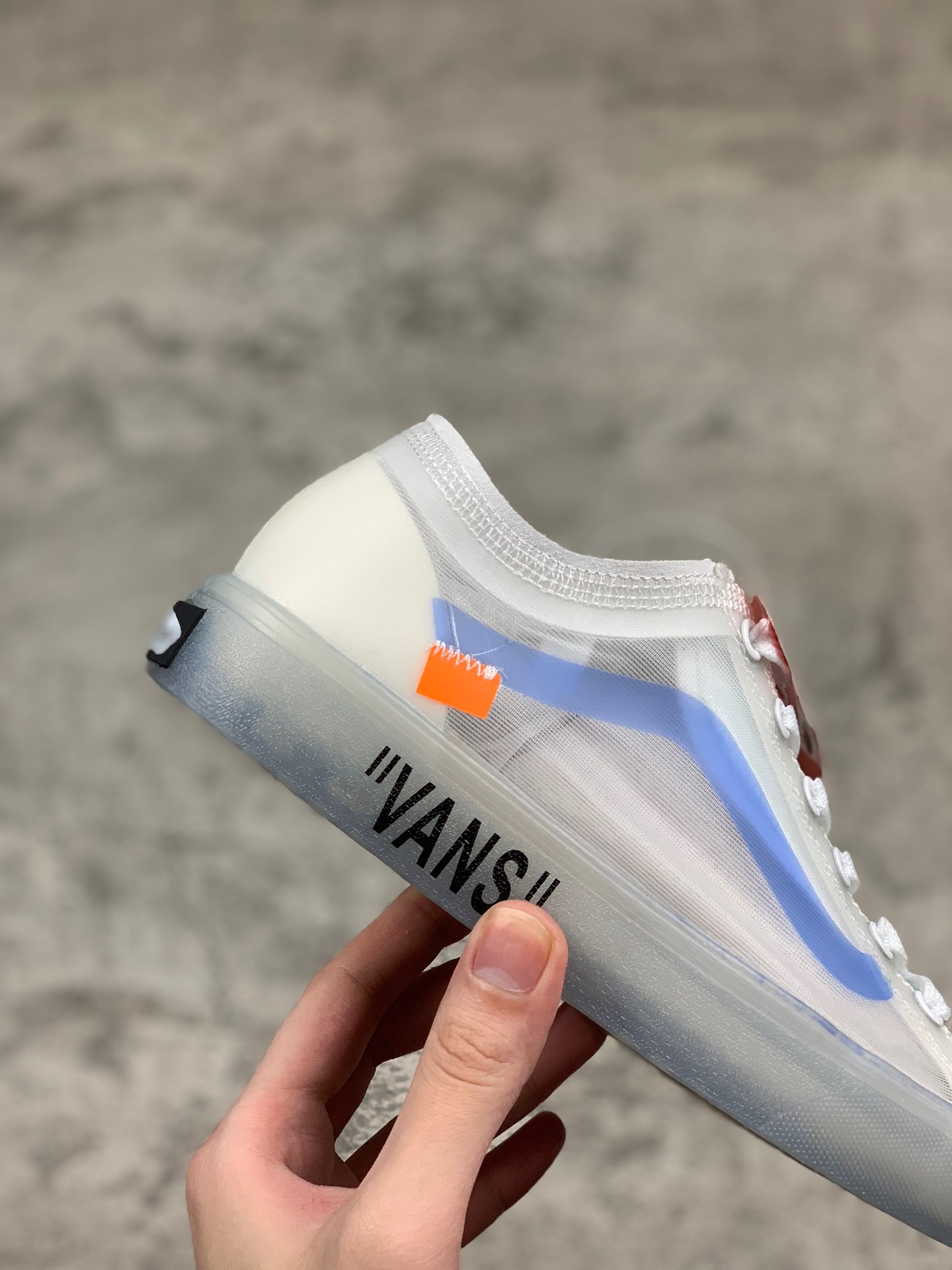 130 OFF-WHITE x Vans Old Skool 万斯透明网白冰蓝低帮板鞋