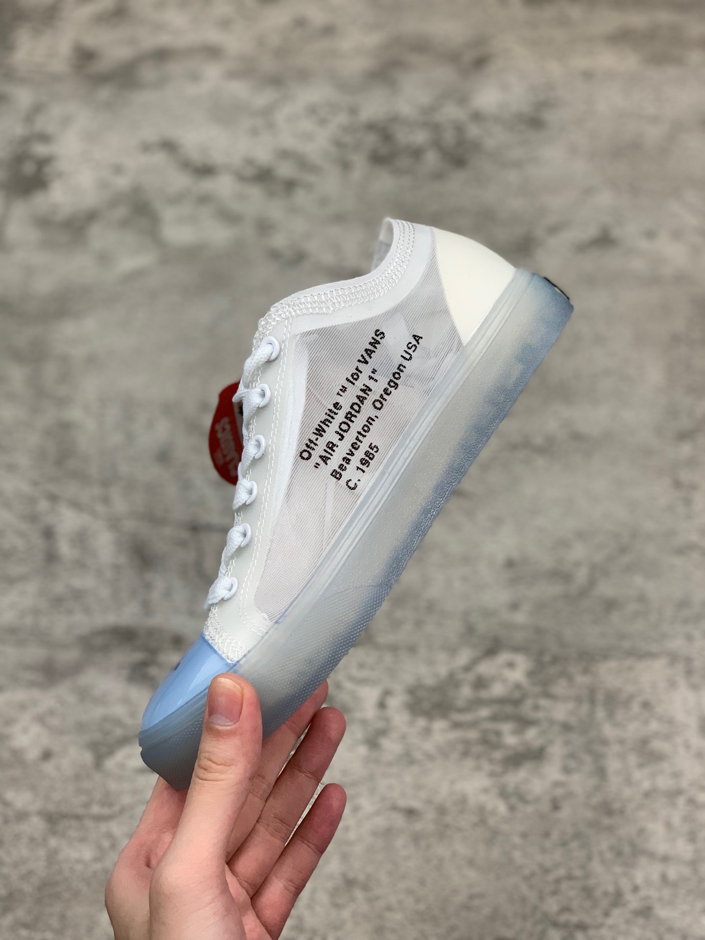 130 OFF-WHITE x Vans Old Skool 万斯透明网白冰蓝低帮板鞋