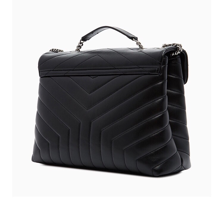YSL LouLou 31CM Y形挎包 459749黑色/银扣