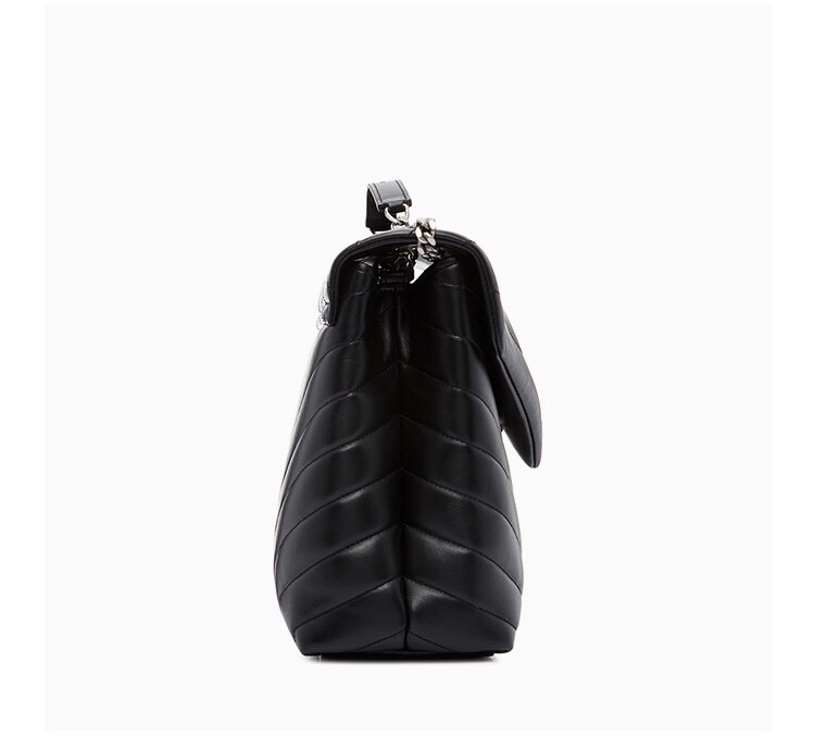 YSL LouLou 31CM Y形挎包 459749黑色/银扣