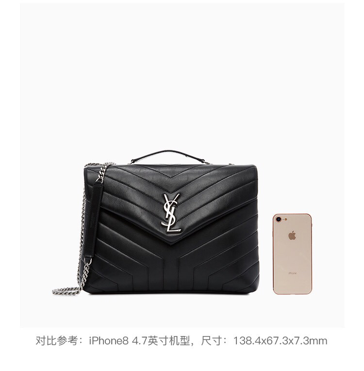 YSL LouLou 31CM Y形挎包 459749黑色/银扣