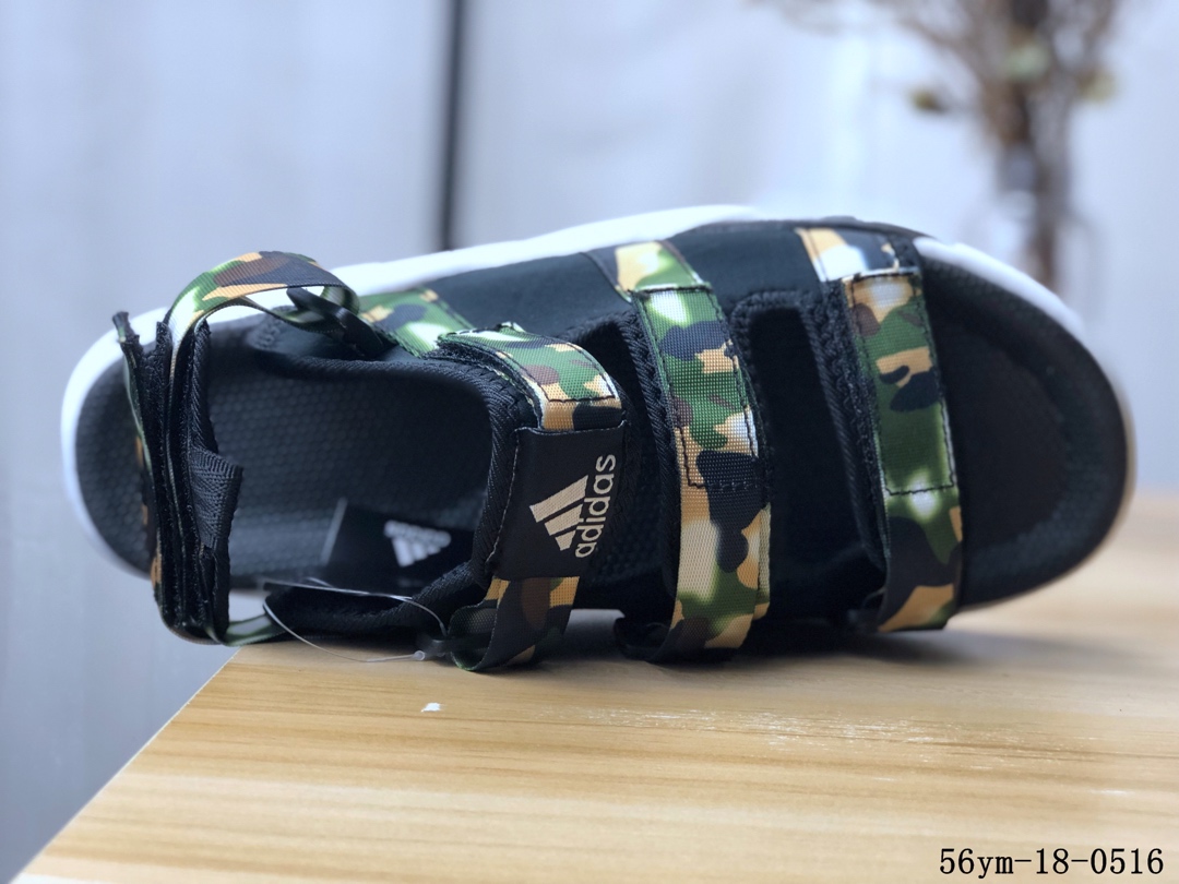 100！阿迪达斯Adidas Cyprex Ultra Sandal Off-White 联名 男款复古老爹沙滩魔术贴凉鞋