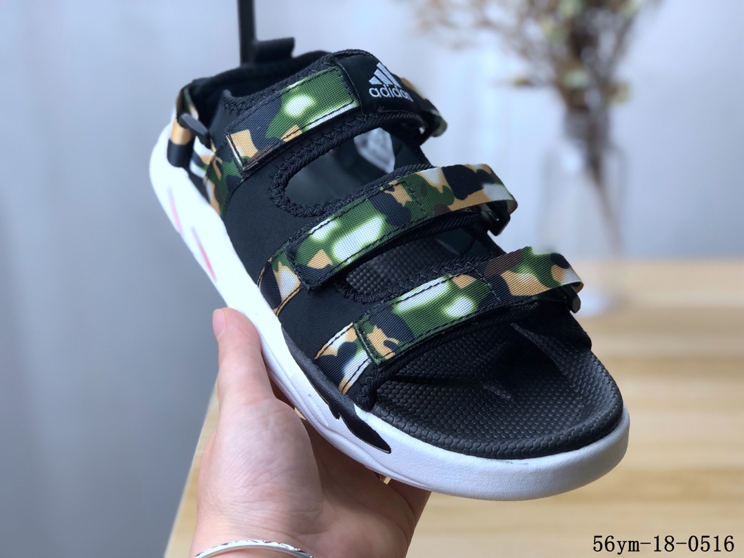 100！阿迪达斯Adidas Cyprex Ultra Sandal Off-White 联名 男款复古老爹沙滩魔术贴凉鞋