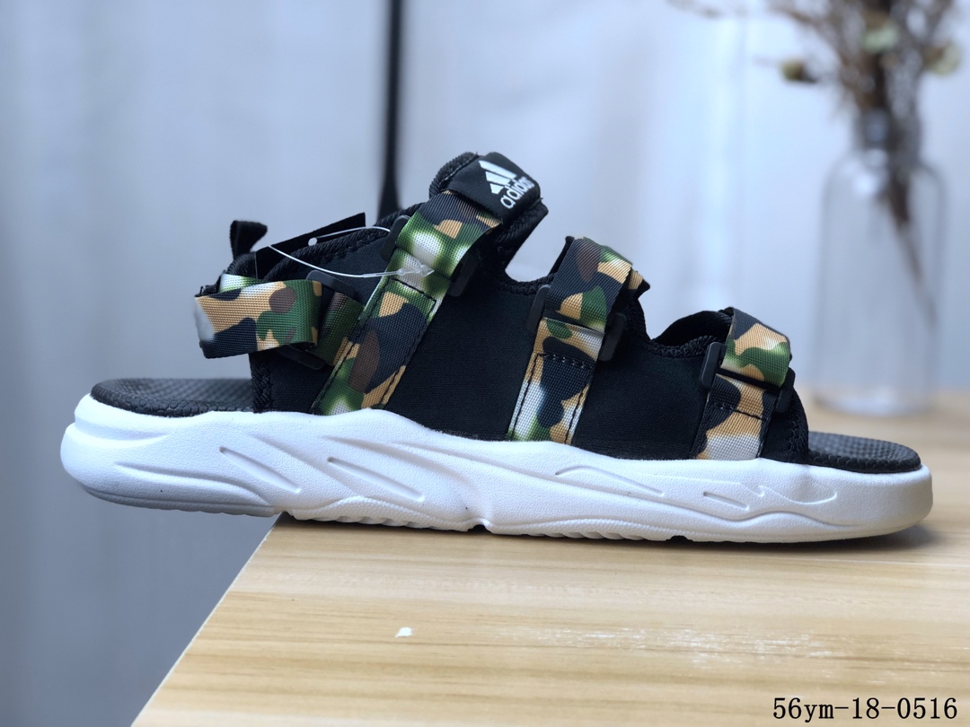 100！阿迪达斯Adidas Cyprex Ultra Sandal Off-White 联名 男款复古老爹沙滩魔术贴凉鞋