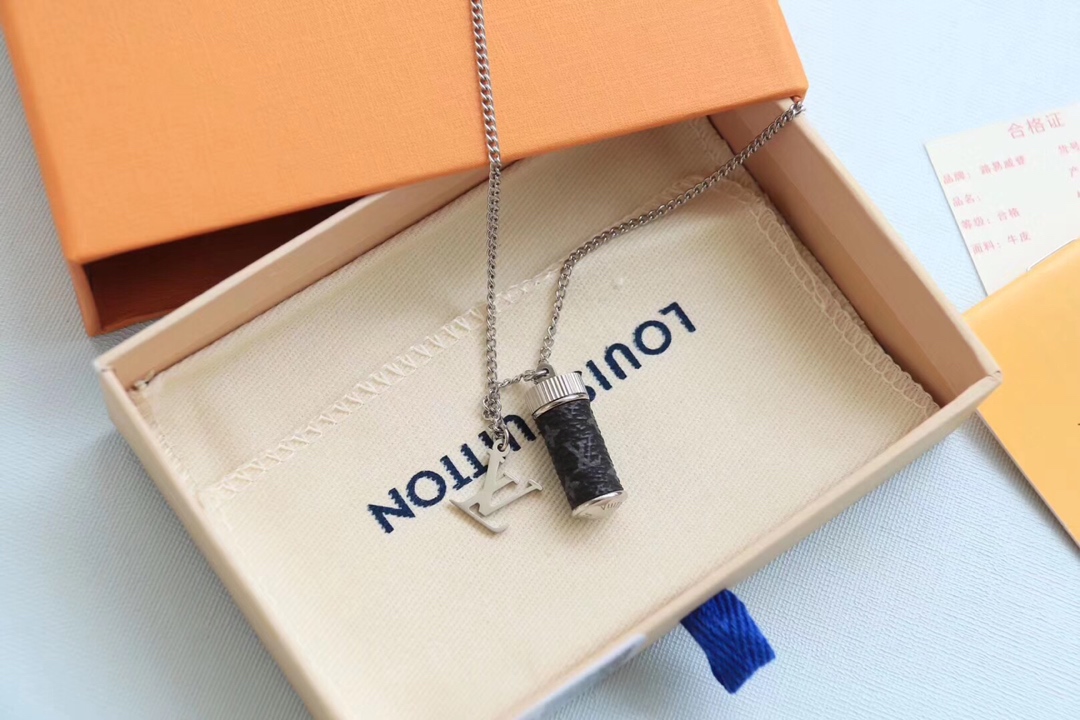 Louis Vuitton Monogram Eclipse Perfume Bottle Pendant Necklace - Comprehensive 3