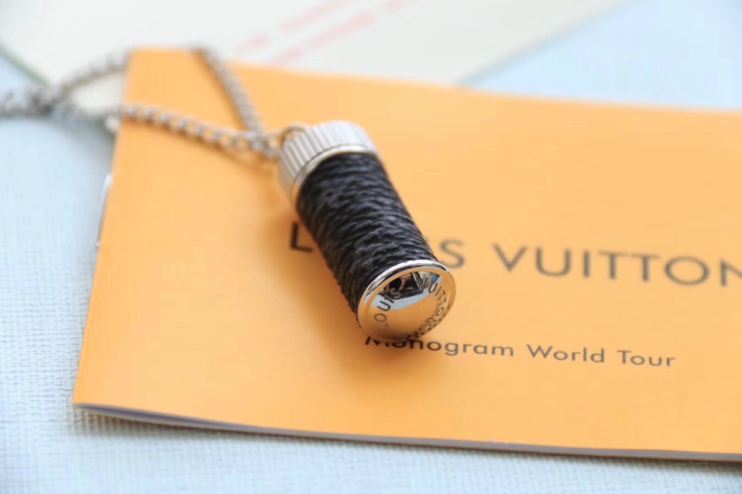 Louis Vuitton Monogram Eclipse Perfume Bottle Pendant Necklace - Comprehensive 5