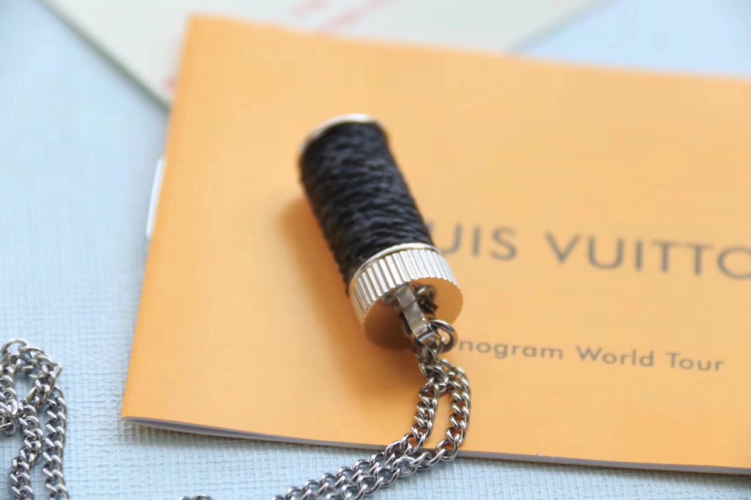 Louis Vuitton Monogram Eclipse Perfume Bottle Pendant Necklace - Comprehensive 7