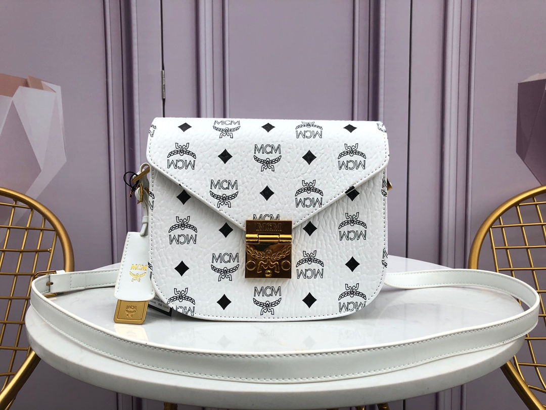 Top-notch Mailman Bag 🌸 Classic masterpiece inspired by Patty's signature style, incorporating Bauhaus-inspired design and craftsmanship, showcasing MC's excellent heritage in luxury leather goods. Made with classic Visetos material, the simple lines complement the fashionable gold hardware, adorned with a shiny laurel leaf lock, making it an ideal choice to enhance your style with exquisite charm. Dimensions: 18 x 21 x 8 cm. Top quality. image 1