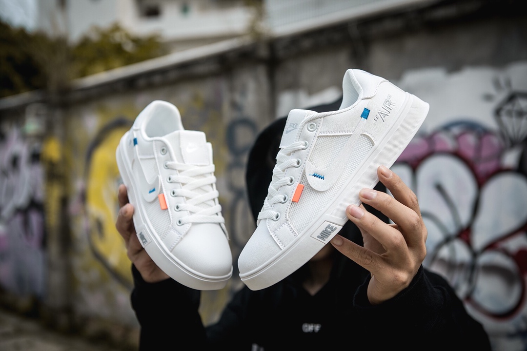 110耐克/NIKE联名 Unisex 皮面透气网休闲鞋 镂空 透气 网球文化板鞋