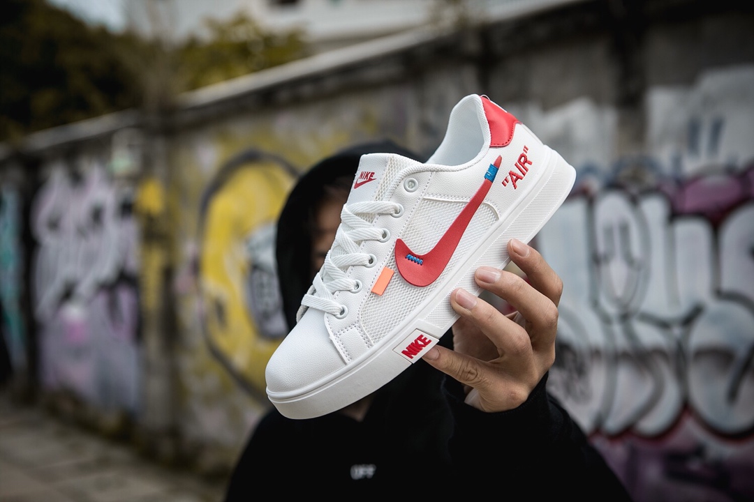 110耐克/NIKE联名 Unisex 皮面透气网休闲鞋 镂空 透气 网球文化板鞋