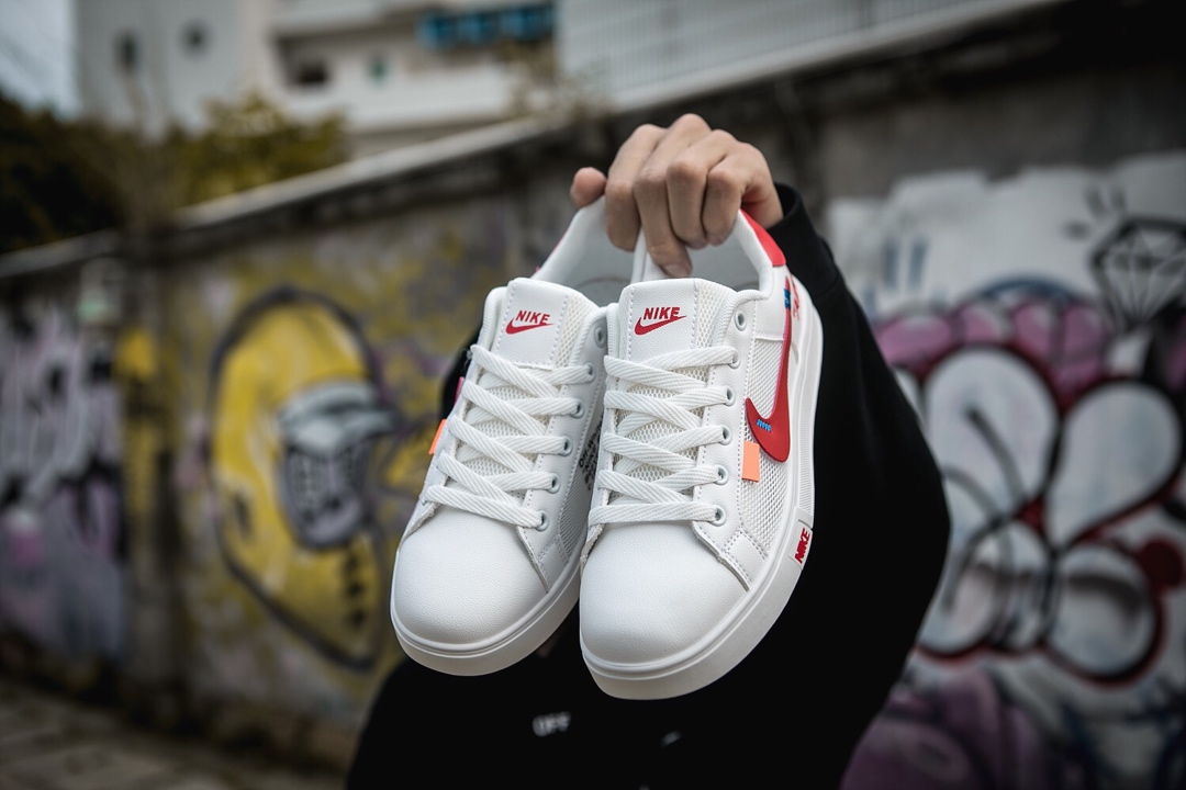 110耐克/NIKE联名 Unisex 皮面透气网休闲鞋 镂空 透气 网球文化板鞋