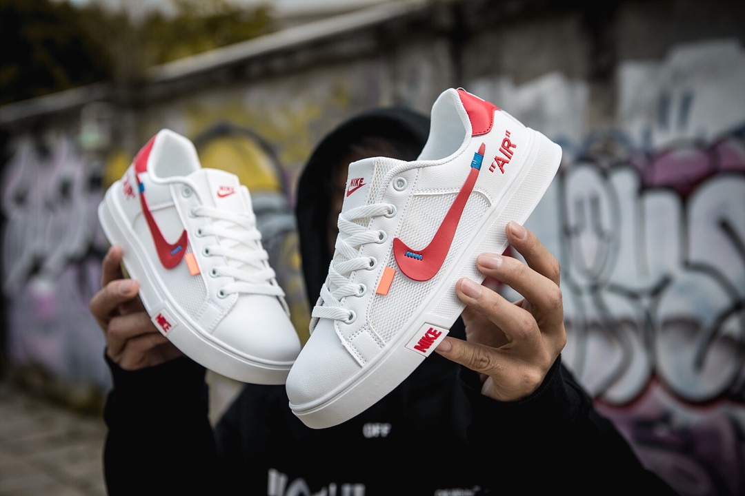 110耐克/NIKE联名 Unisex 皮面透气网休闲鞋 镂空 透气 网球文化板鞋