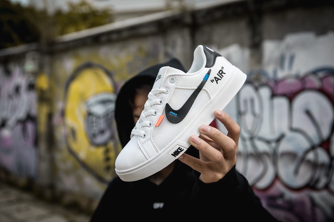 110耐克/NIKE联名 Unisex 皮面透气网休闲鞋 镂空 透气 网球文化板鞋