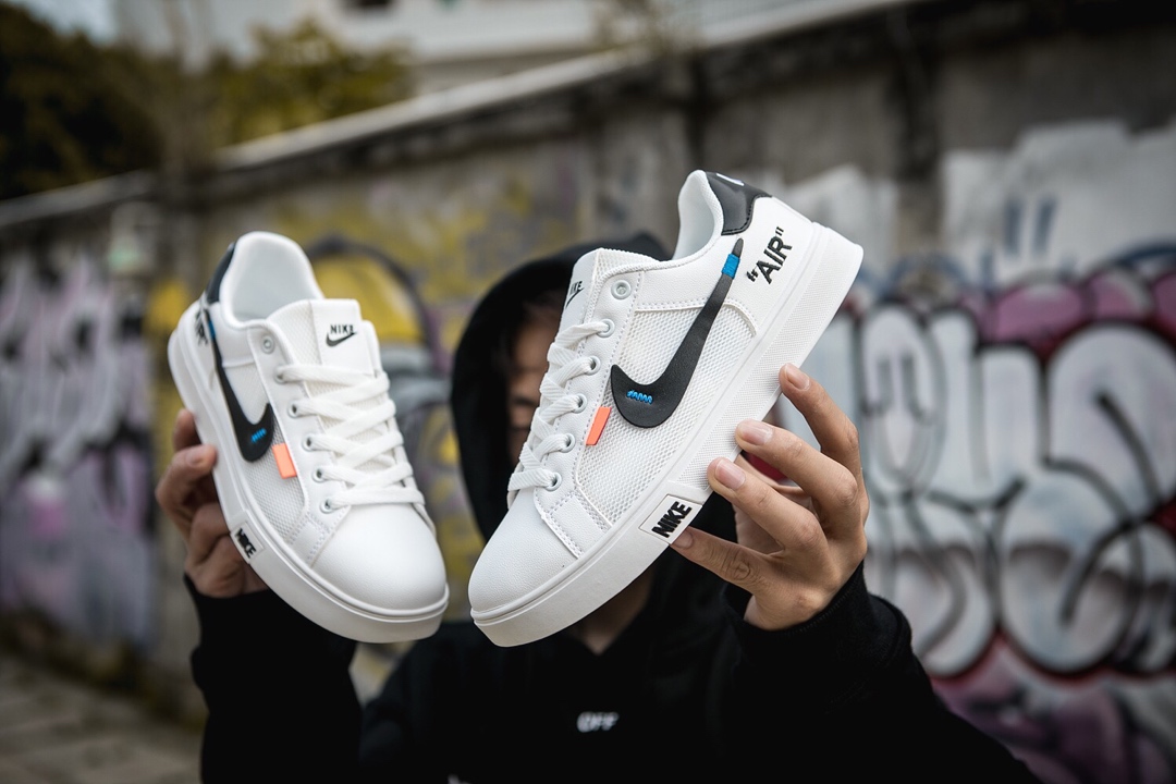 110耐克/NIKE联名 Unisex 皮面透气网休闲鞋 镂空 透气 网球文化板鞋