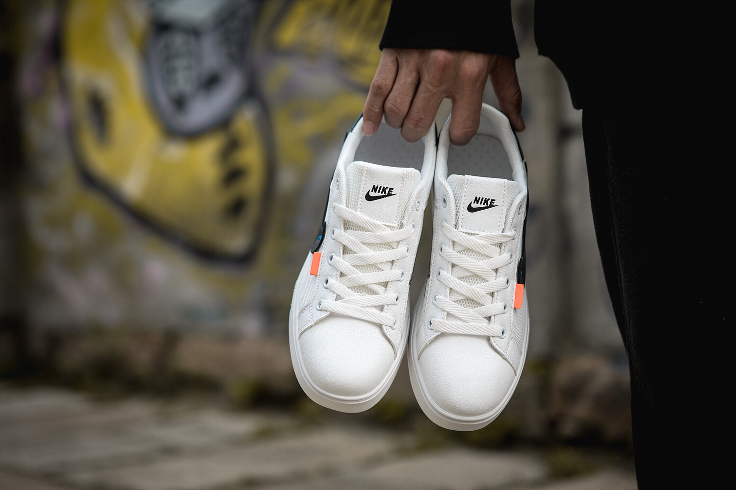 110耐克/NIKE联名 Unisex 皮面透气网休闲鞋 镂空 透气 网球文化板鞋