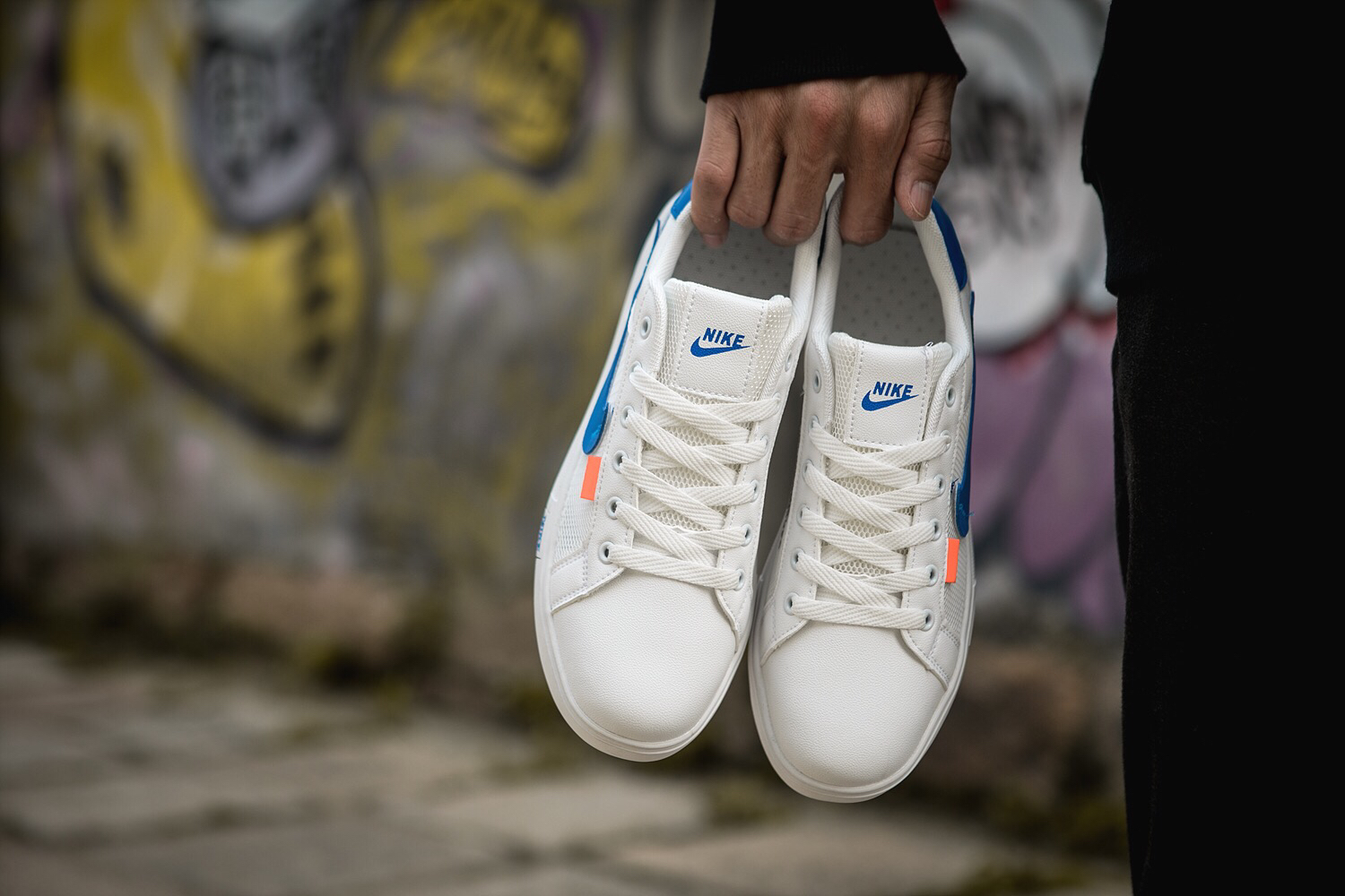 110耐克/NIKE联名 Unisex 皮面透气网休闲鞋 镂空 透气 网球文化板鞋