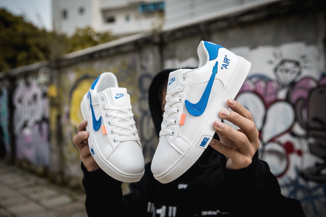 110耐克/NIKE联名 Unisex 皮面透气网休闲鞋 镂空 透气 网球文化板鞋