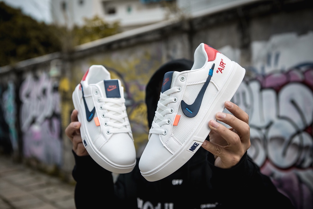 110耐克/NIKE联名 Unisex 皮面透气网休闲鞋 镂空 透气 网球文化板鞋