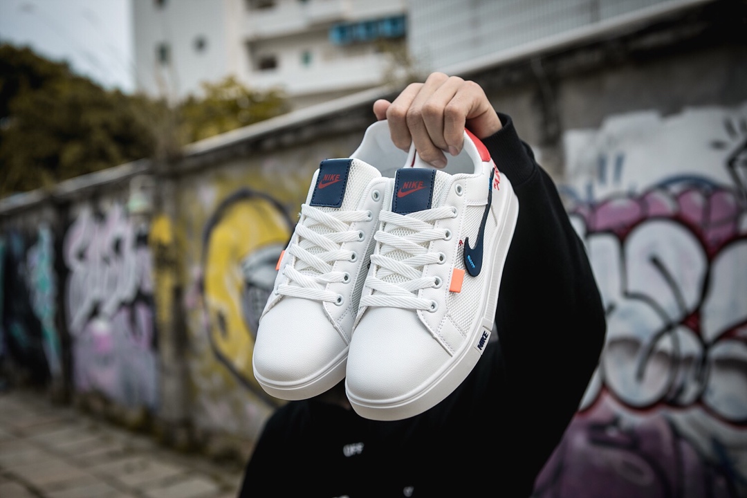 110耐克/NIKE联名 Unisex 皮面透气网休闲鞋 镂空 透气 网球文化板鞋