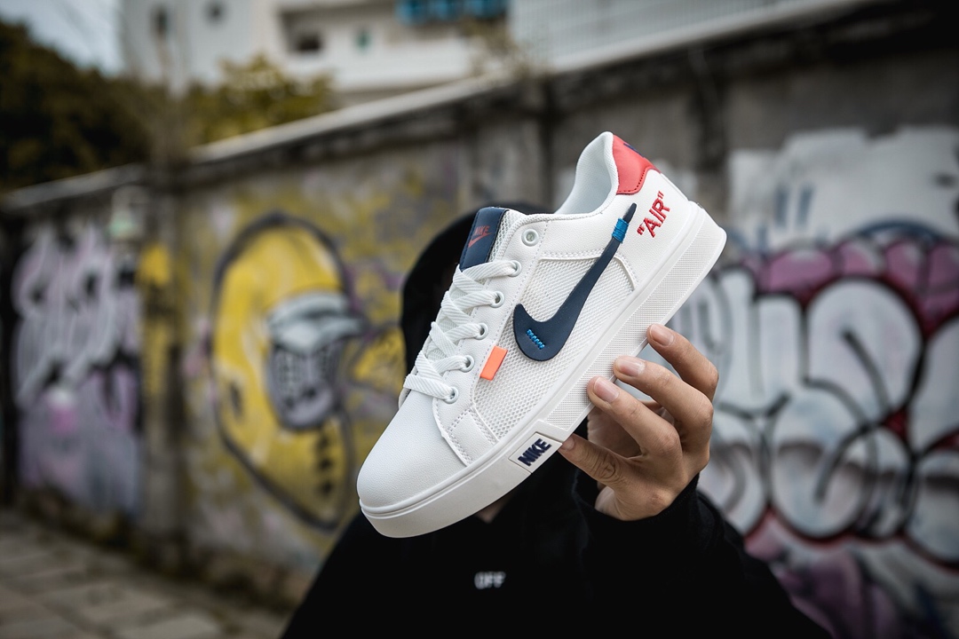 110耐克/NIKE联名 Unisex 皮面透气网休闲鞋 镂空 透气 网球文化板鞋