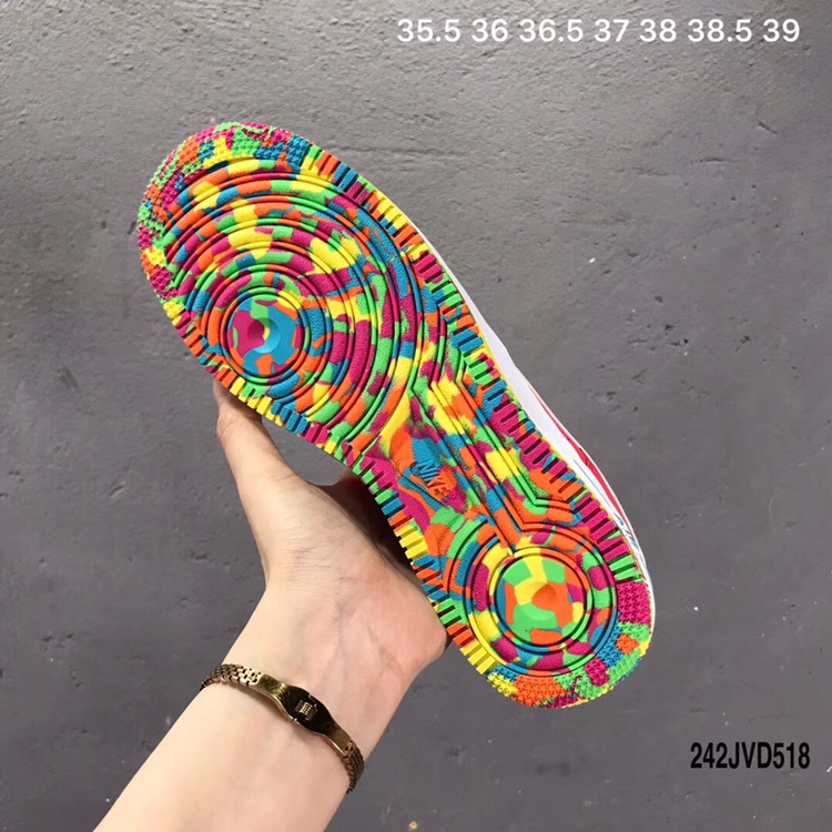 200 新款出货 公司级 原版开模 头层皮 顶级真标 耐克 Nike air force one gs 彩虹糖果 女鞋 AF1 gs 596728-605