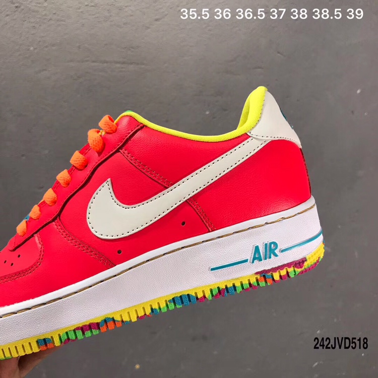 200 新款出货 公司级 原版开模 头层皮 顶级真标 耐克 Nike air force one gs 彩虹糖果 女鞋 AF1 gs 596728-605