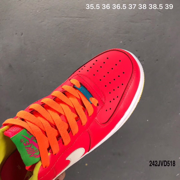 200 新款出货 公司级 原版开模 头层皮 顶级真标 耐克 Nike air force one gs 彩虹糖果 女鞋 AF1 gs 596728-605