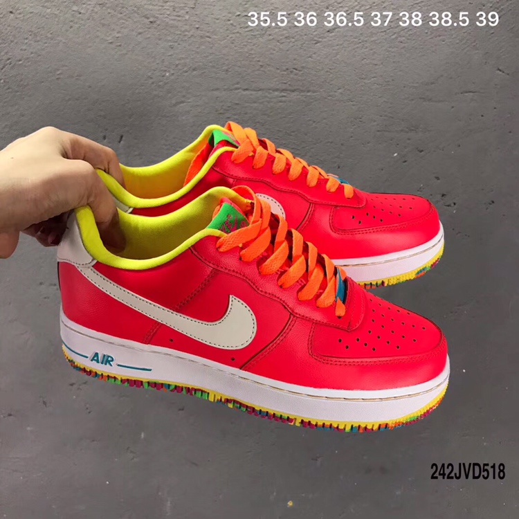 200 新款出货 公司级 原版开模 头层皮 顶级真标 耐克 Nike air force one gs 彩虹糖果 女鞋 AF1 gs 596728-605