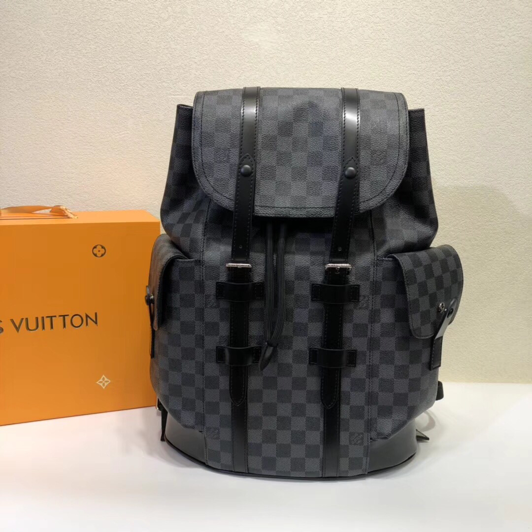 Louis Vuitton LV Christopher Bags Backpack Found Replica
 Black Grid Epi Casual N41379