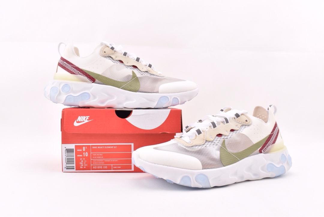 150THE 10：Nike React Element 87 透明跑鞋/联名款 网纱 AQ1090-100
