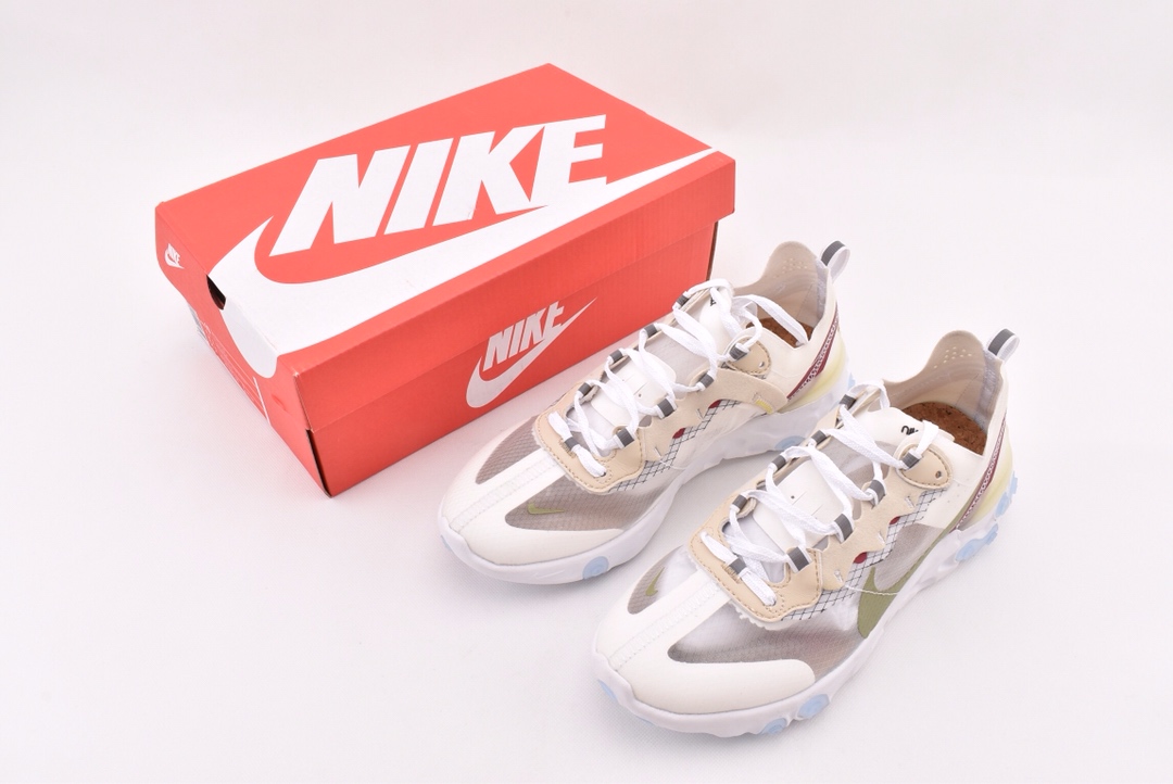 150THE 10：Nike React Element 87 透明跑鞋/联名款 网纱 AQ1090-100