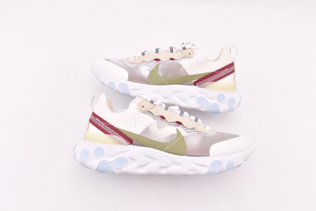 150THE 10：Nike React Element 87 透明跑鞋/联名款 网纱 AQ1090-100