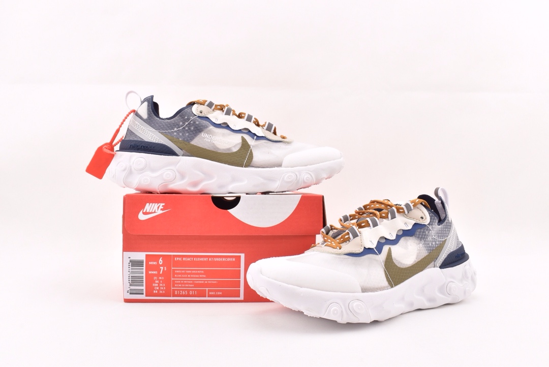 150THE 10：Nike React Element 87 透明跑鞋/联名款 网纱 81265-011