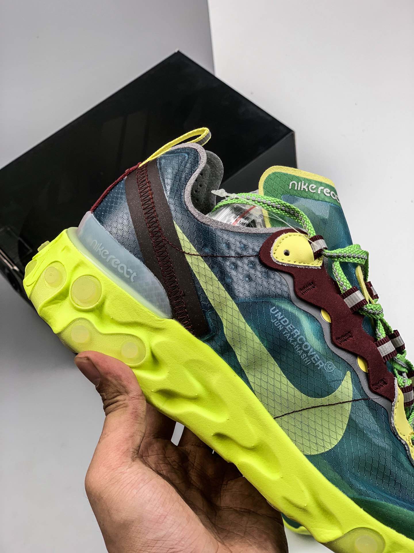 240公司级纯原版 Nike React Element 87 Undercover 高桥盾联名款 全掌气垫半透明蝉翼网纱轻盈运动鞋