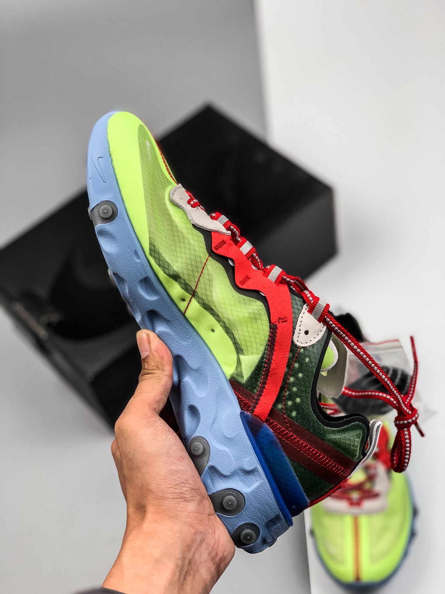 240公司级纯原版 Nike React Element 87 Undercover 高桥盾联名款 全掌气垫半透明蝉翼网纱轻盈运动鞋