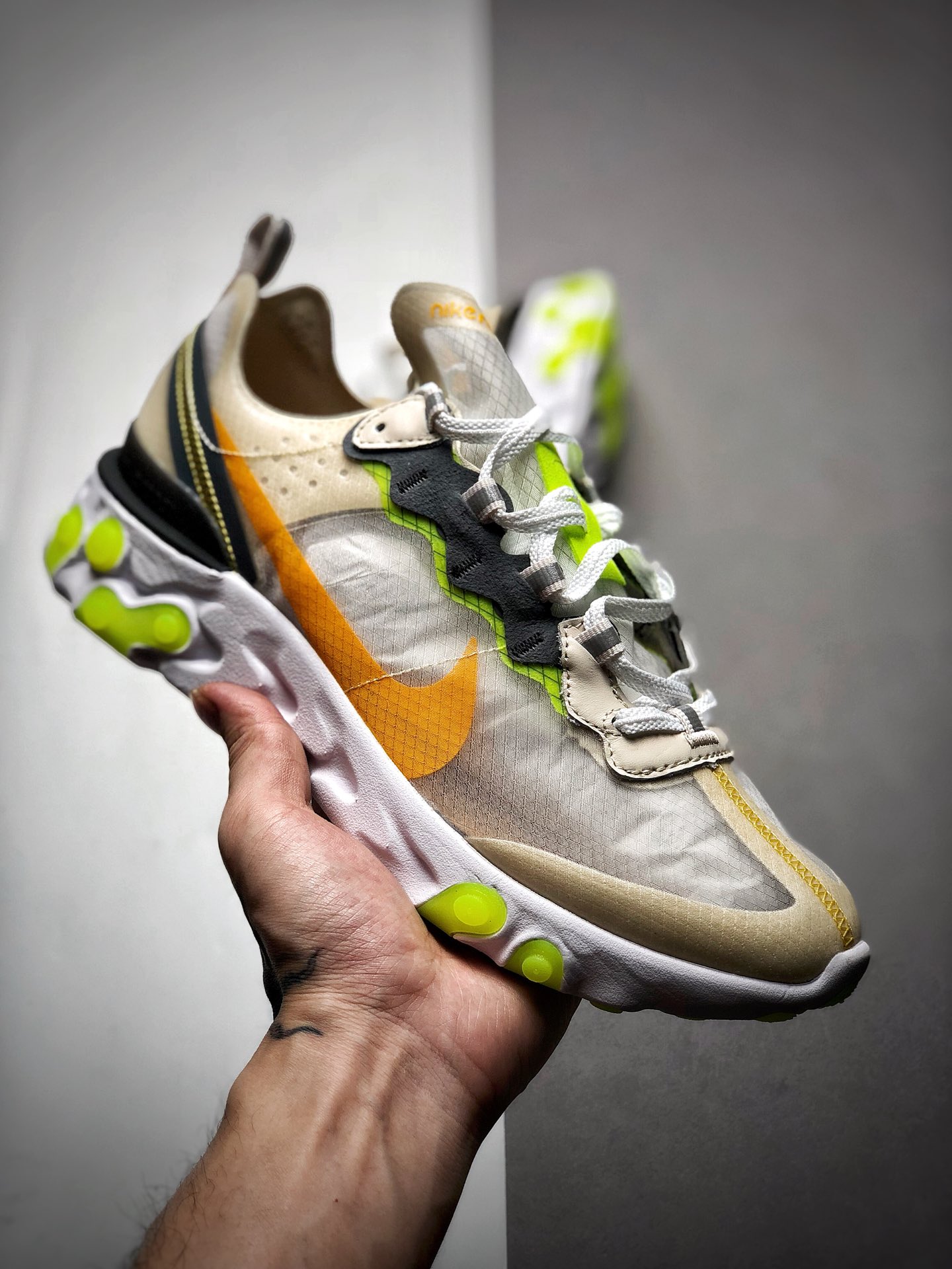 240 3M反光纯原专柜版 Nike React Element 87 高桥盾联名 全鞋采用原厂韩国进口纱网 BQ2718-300