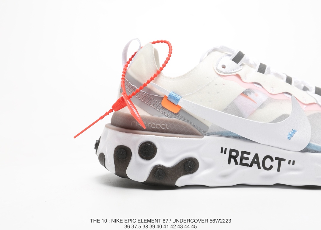 120Nike Epic React Element 87Undercover 瑞亚87联名高桥盾 透明网纱 轻便跑鞋