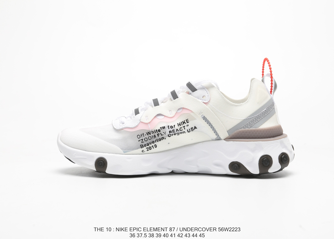 120Nike Epic React Element 87Undercover 瑞亚87联名高桥盾 透明网纱 轻便跑鞋