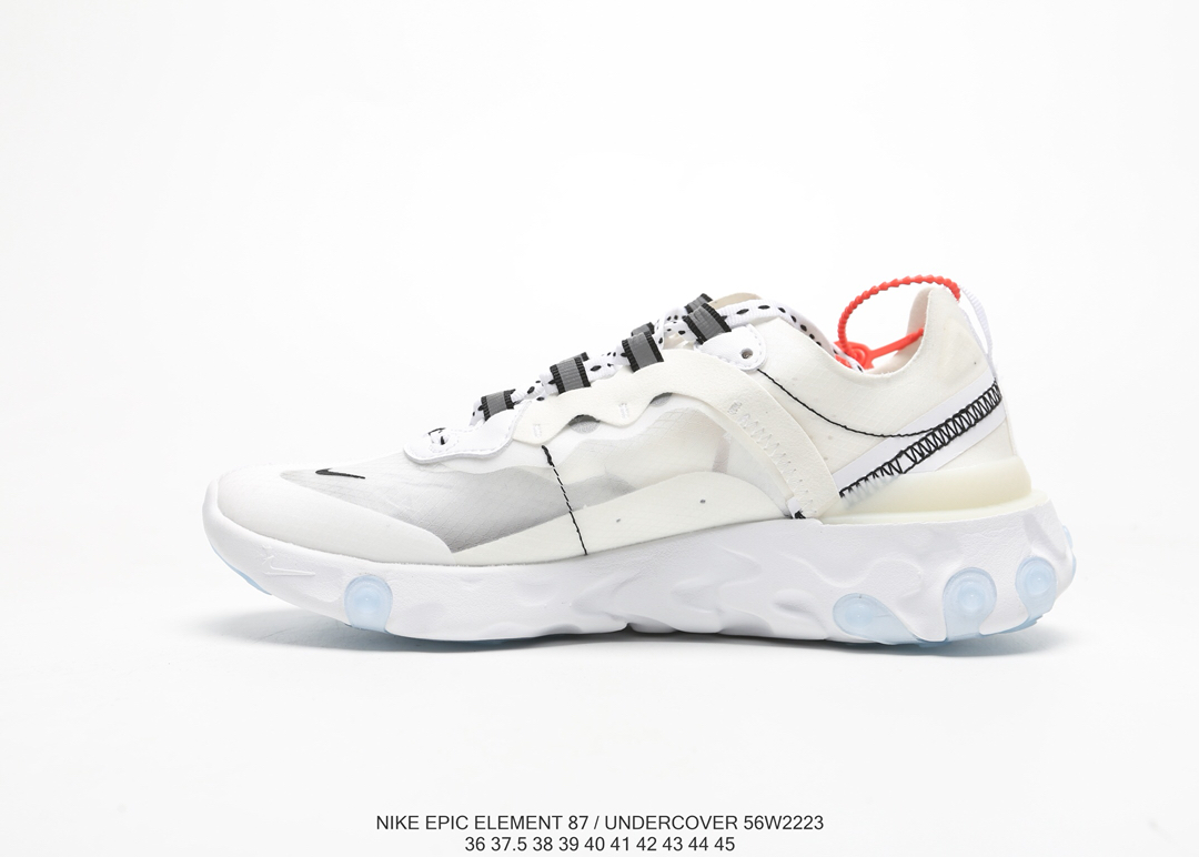 120Nike Epic React Element 87Undercover 瑞亚87联名高桥盾 透明网纱 轻便跑鞋