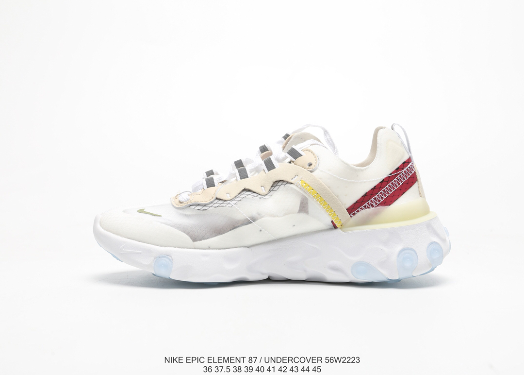 120Nike Epic React Element 87Undercover 瑞亚87联名高桥盾 透明网纱 轻便跑鞋