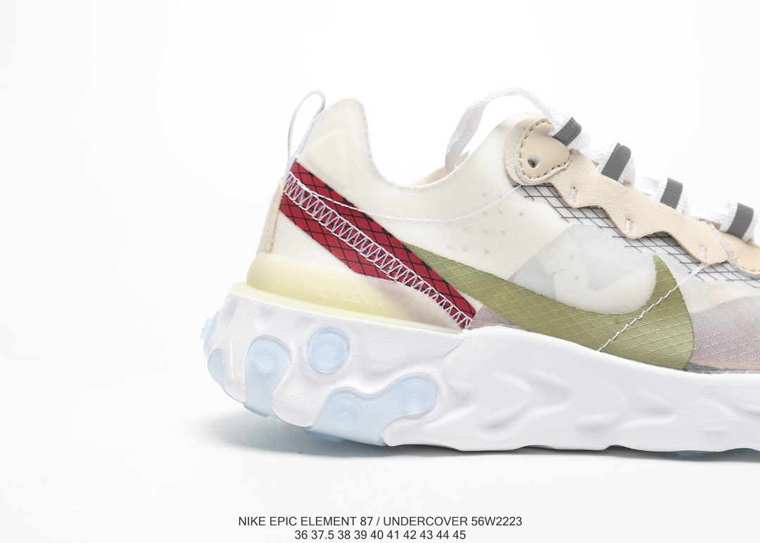120Nike Epic React Element 87Undercover 瑞亚87联名高桥盾 透明网纱 轻便跑鞋