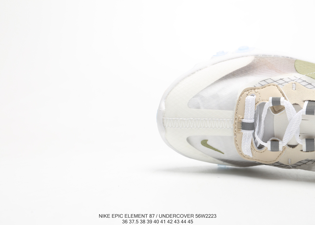 120Nike Epic React Element 87Undercover 瑞亚87联名高桥盾 透明网纱 轻便跑鞋