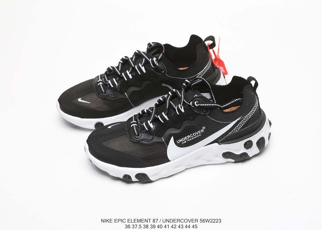 120Nike Epic React Element 87Undercover 瑞亚87联名高桥盾 透明网纱 轻便跑鞋