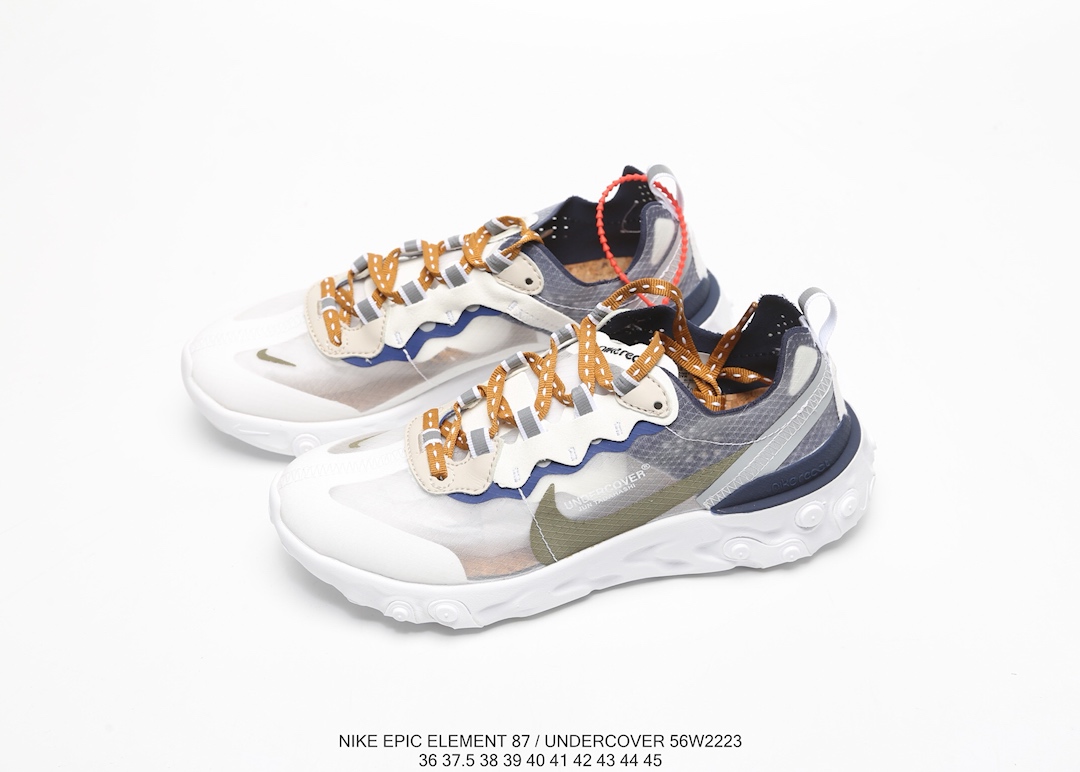 120Nike Epic React Element 87Undercover 瑞亚87联名高桥盾 透明网纱 轻便跑鞋