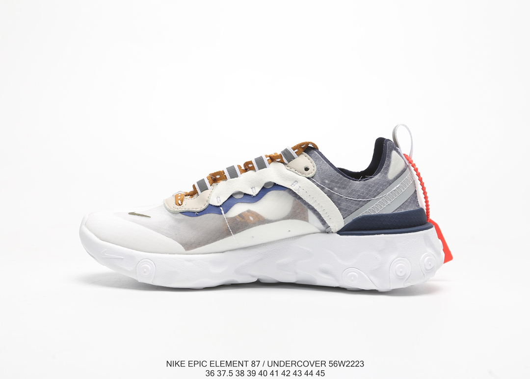 120Nike Epic React Element 87Undercover 瑞亚87联名高桥盾 透明网纱 轻便跑鞋