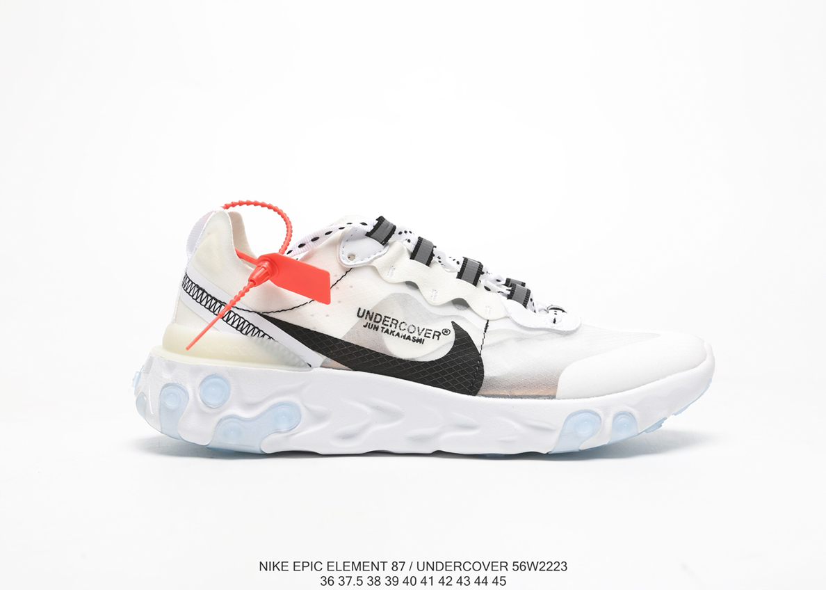 120Nike Epic React Element 87Undercover 瑞亚87联名高桥盾 透明网纱 轻便跑鞋