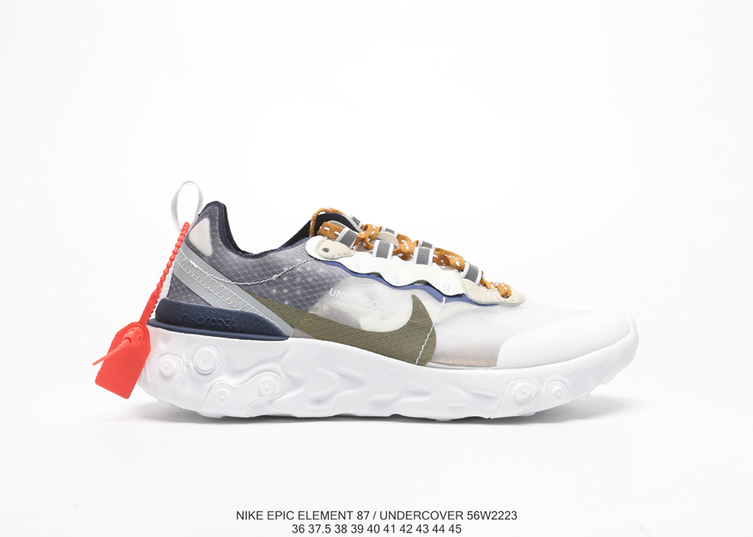 120Nike Epic React Element 87Undercover 瑞亚87联名高桥盾 透明网纱 轻便跑鞋