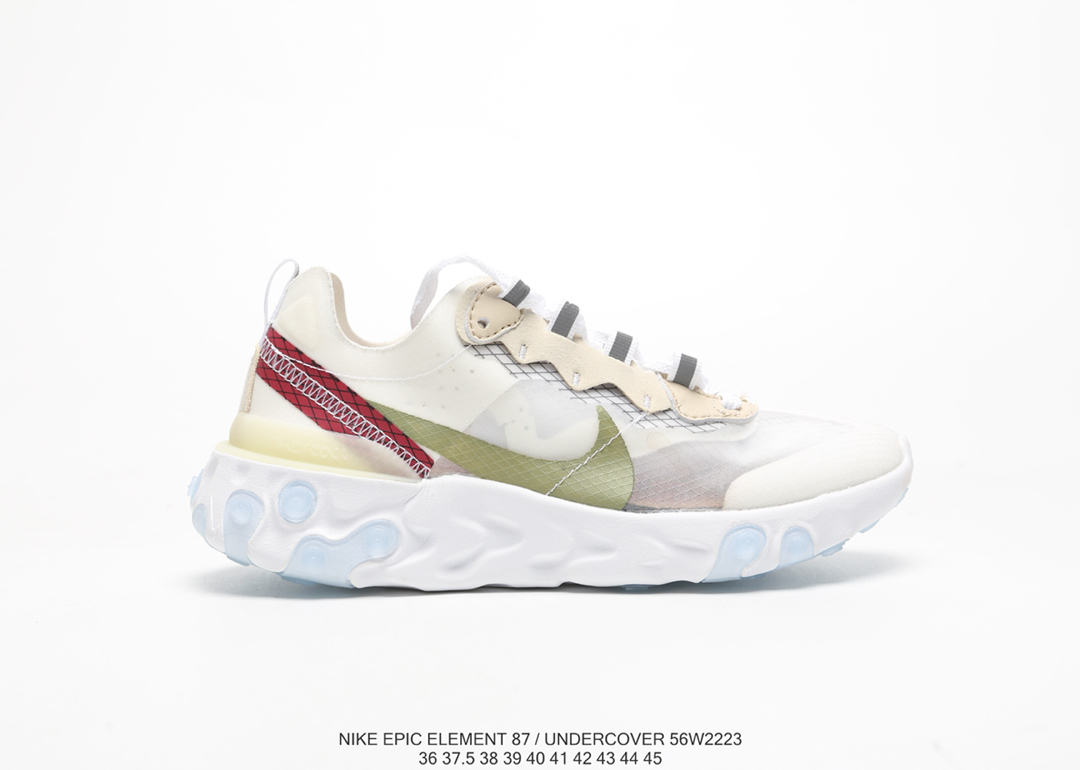 120Nike Epic React Element 87Undercover 瑞亚87联名高桥盾 透明网纱 轻便跑鞋