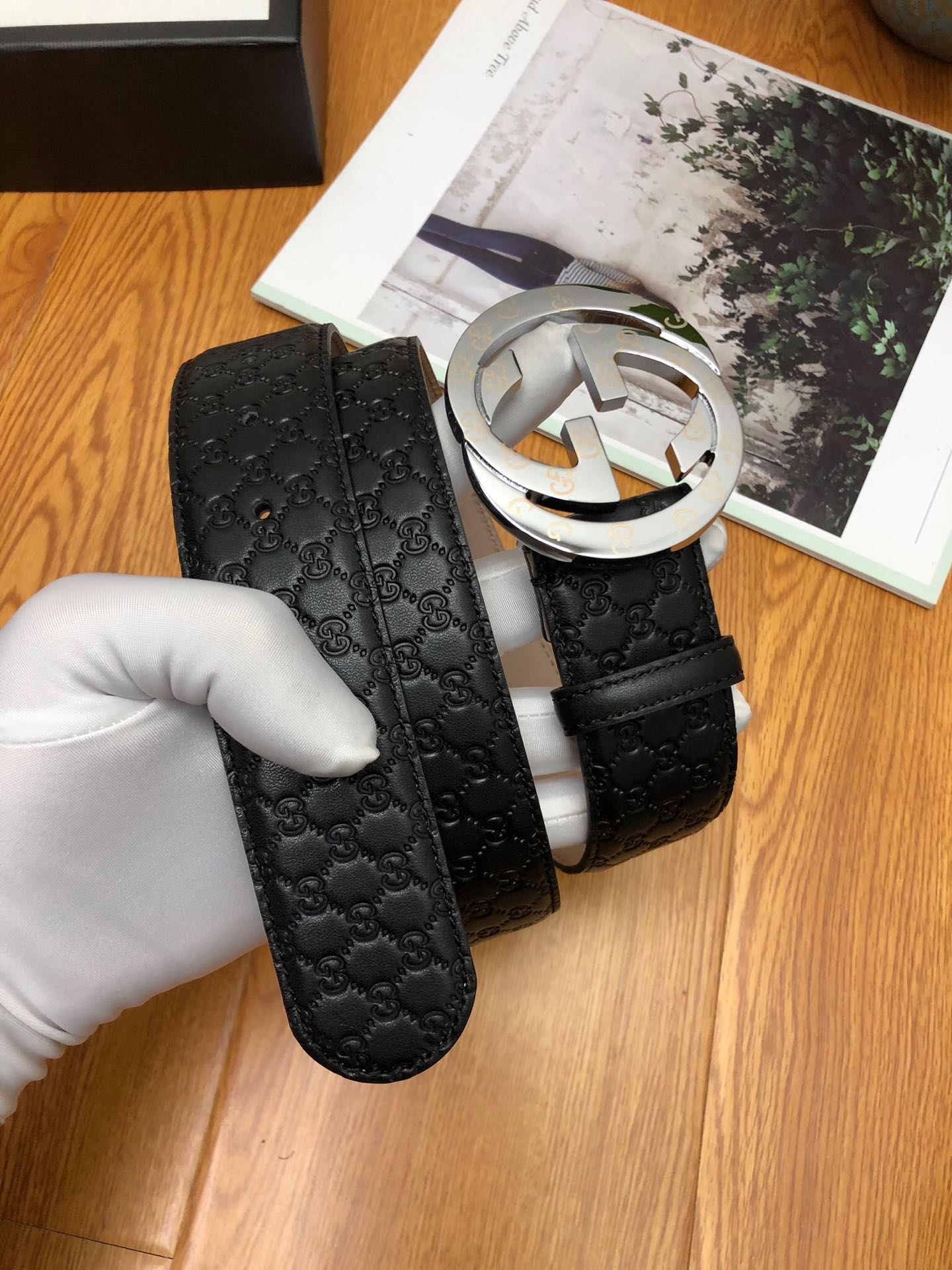 配全套包装盒古驰原单头层牛皮压小G面