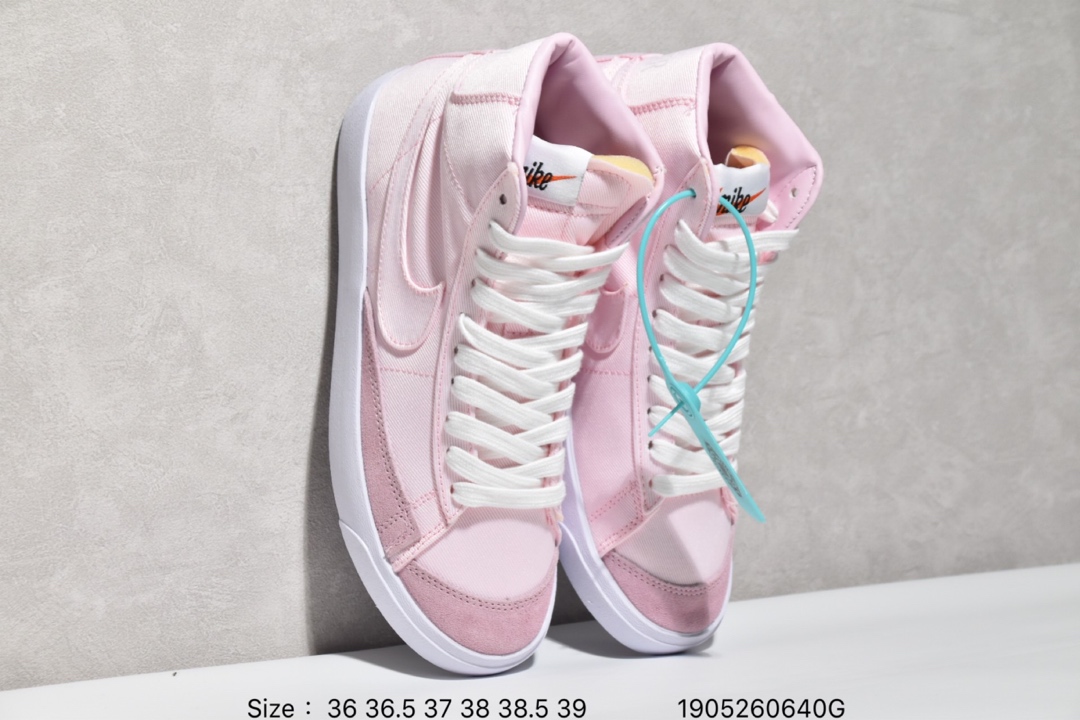 140 新款开拓者系列全新开发楦型纸板 耐克Nike Blazer Mid '1977 Vintage WE经典开拓者高帮百搭休闲运动板鞋“黑白深灰帆布”